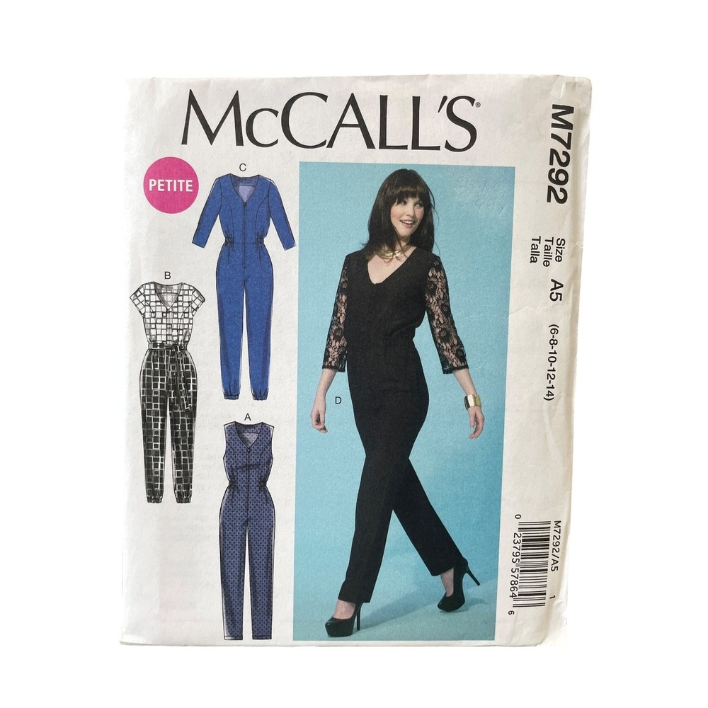 McCall's M7292 Jumpsuit Belt A5 (6-8-10-12-14) Petite Modern